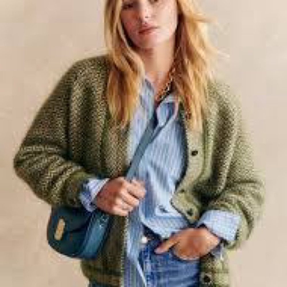 Sezane Noah perfect green button down cardigan